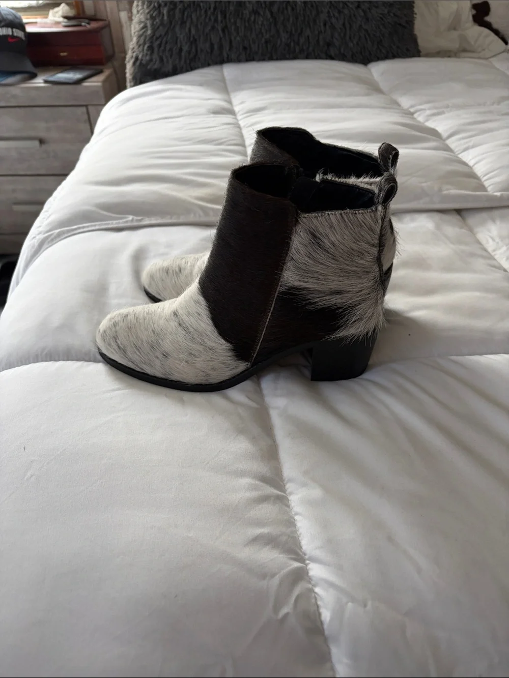 Myra Black and White Haircalf Ankle Boots